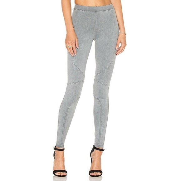 David Lerner Pants - David Lerner Pigment Dye Moto Leggings Gray Small